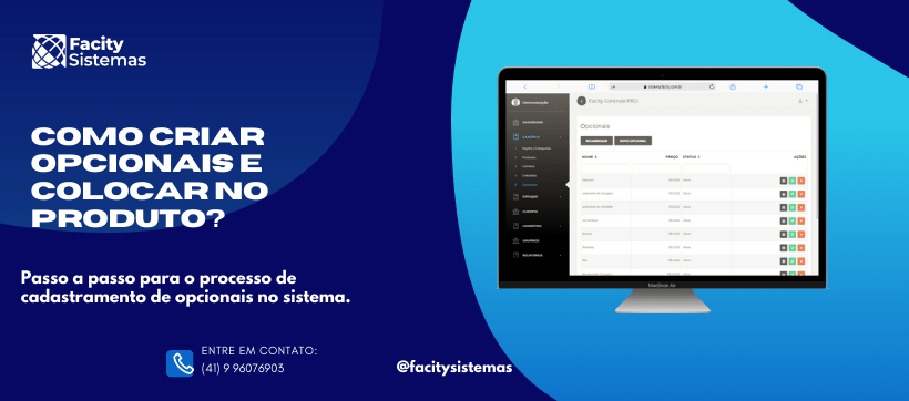 Como criar opcionais e colocar no produto?