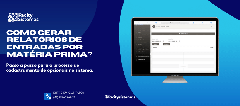 Como gerar relatórios de entradas por matéria prima?