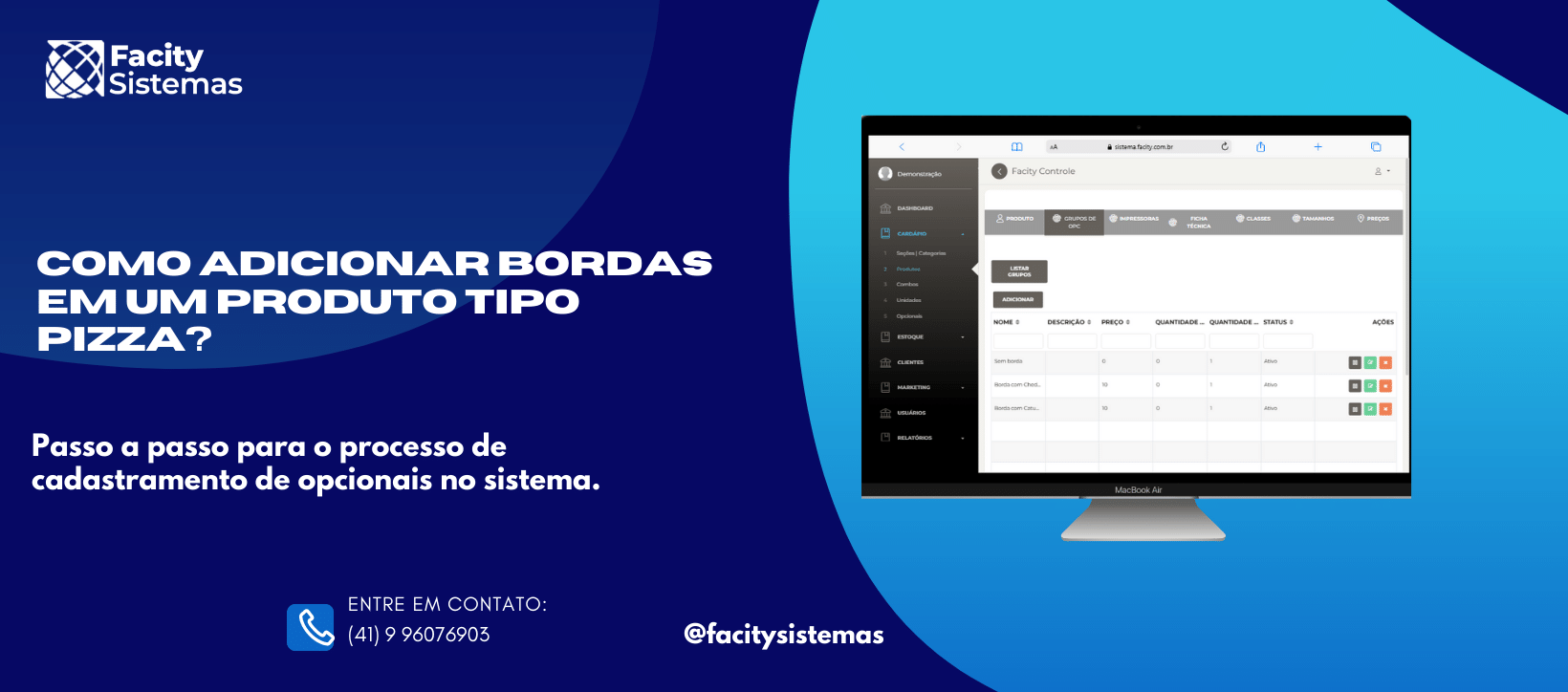 Como adicionar bordas em um produto tipo pizza?