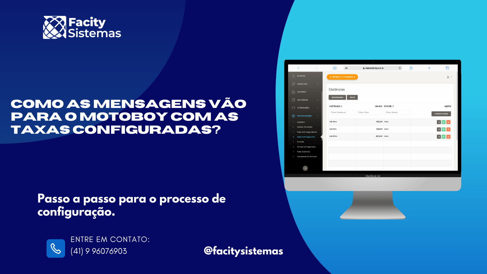 Como as mensagens vão para o motoboy com as taxas configuradas?