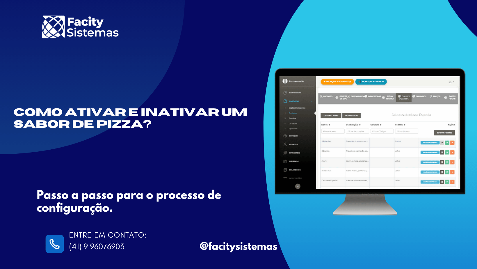 Como ativar e inativar um sabor de pizza?